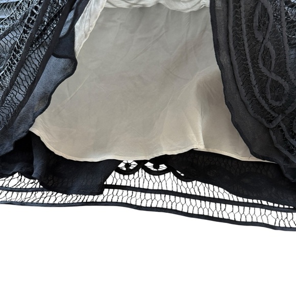 Max Studio Women's Black 100% Silk Lace A-Line Skirt Size M Party Date Cocktail - Picture 5 of 7
